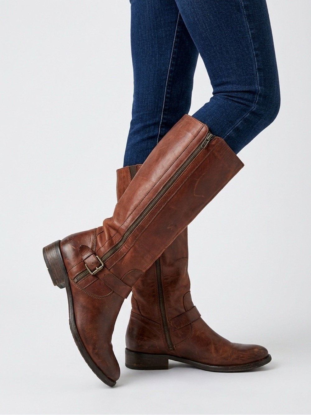 Galeries Lafayette Paris Handmade Leather Boots – Distressed Cognac Brown